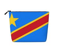 Bolsa de maquillaje de cáñamo falso de la bandera del Congo, organizador de viaje de gran capacidad para viajes de negocios y uso diario