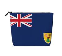 Bolsa de maquillaje de cáñamo falso, diseño de bandera de las Islas Turcas y Caicos, bonita y ligera para mujer, 100% poliéster, impermeable, gran capacidad, perfecta para viajes y uso diario
