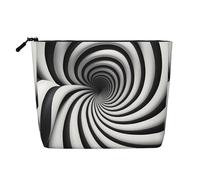 Bolsa de maquillaje de cáñamo falso GIF con ilusión óptica en espiral, bonita y ligera para mujer, 100 % poliéster, impermeable, gran capacidad, perfecta para viajes y uso diario