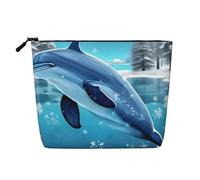 Bolsa de maquillaje de cáñamo falso Winter The Dolphin. Respetuoso con el medio ambiente y duradero, diseño simple, fácil de almacenar tus artículos esenciales de belleza.