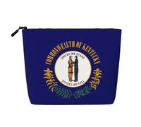 Bolsa de maquillaje de cáñamo sintético con bandera del estado de Kentucky, para mujer, resistente al agua, bolsa de poliéster con cremallera, gran organizador de cosméticos de viaje