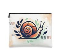 Bolsa de maquillaje de caracol artístico, bolsa de cosméticos abstracta vintage para mujer, organizador portátil de lona con cremallera, bolsa de aseo de viaje de primavera, Orange, 7x9 Inch, Caracol