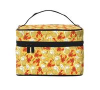 Bolsa de maquillaje de cerveza y cangrejo, bonitas bolsas de cosméticos para mujer, bolsa de aseo personal, bolsa organizadora de maquillaje de viaje grande
