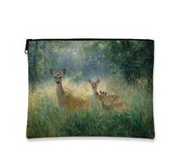 Bolsa de maquillaje de ciervos del bosque, bolsas de viaje para mujeres, bolsa portátil de lona pequeña con cremallera, regalo de verano, organizador de artículos de aseo para el cuidado de la piel