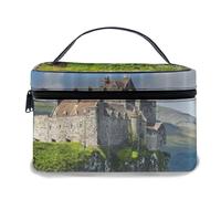 Bolsa de Maquillaje de Cuero, Astle Summertime Scotland Ancient, Bolsas de Maquillaje portátiles Impermeables