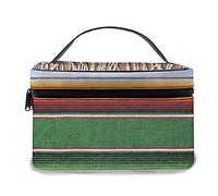 Bolsa de Maquillaje de Cuero, Boho Serape Rayas horizontales y líneas culturas auténticas, Bolsas de Maquillaje portátiles Impermeables