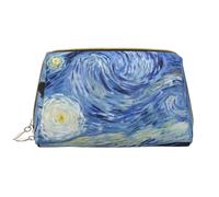 Bolsa de maquillaje de cuero, bolsa de cosméticos de noche estrellada, bolsa de aseo de viaje para mujer, bolsa de maquillaje, organizador de bolsa de maquillaje de gran capacidad, bonita bolsa de