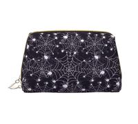 Bolsa de maquillaje de cuero, bolsa de maquillaje creativa de telaraña para Halloween, bolsa de aseo de viaje para mujeres, bolsa de maquillaje, organizador de bolsa de maquillaje de gran capacidad