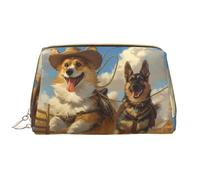 Bolsa de maquillaje de cuero, bolsa de maquillaje de pastor alemán, bolsa de aseo de viaje para mujer, bolsa de maquillaje, organizador de bolsa de maquillaje de gran capacidad, bonita bolsa de