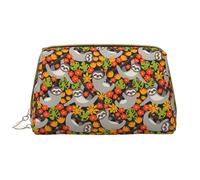 Bolsa de maquillaje de cuero, bolsa de maquillaje de perezoso en la rama, bolsa de aseo de viaje para mujer, bolsa de maquillaje, organizador de bolsa de maquillaje de gran capacidad, bonita bolsa de