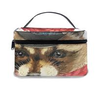 Bolsa de Maquillaje de Cuero, Dibujo de Acuarela de Mapache con Estilo Lindo Navidad, Bolsas de Maquillaje portátiles Impermeables