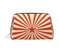 Bolsa de maquillaje de cuero dorado - Bolsa de cosméticos de viaje con estampado de fondo de circo vintage para mujer, organizador pequeño con asa, bolsa con cremallera, Silver, Talla única