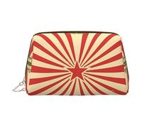 Bolsa de maquillaje de cuero dorado - Bolsa de cosméticos de viaje con estampado de fondo de circo vintage para mujer, organizador pequeño con asa, bolsa con cremallera, Gold, Talla única