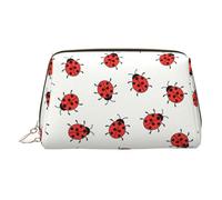 Bolsa de maquillaje de cuero dorado - Bolsa de cosméticos de viaje con estampado infinito moteado, organizador con asa, artículos de tocador personales portátiles, Gold, Talla única