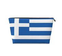 Bolsa de maquillaje de cuero impermeable con la bandera de Grecia