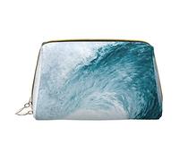 Bolsa de Maquillaje de Cuero portátil Minimalista y Elegante, Bolsa de cosméticos con Estampado de mar de Naturaleza increíble para niñas y Mujeres, tamaño pequeño
