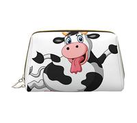 Bolsa de Maquillaje de Cuero portátil Minimalista y Elegante, Bolsa de cosméticos con Estampado de Vaca Loca para niñas y Mujeres, tamaño pequeño