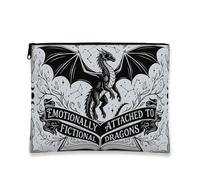 Bolsa de maquillaje de dragón, bolsa de cosméticos gótica vintage para mujer, organizador portátil de lona con cremallera, bolsa de aseo de viaje de fantasía, Negro, 7x9 Inch, Dragón