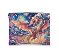 Bolsa de maquillaje de dragón de fantasía, bolsa de viaje de cosméticos de colores vibrantes para mujeres, organizador portátil de lona con cremallera, bolsa de aseo para el cuidado de la piel de