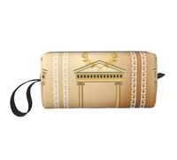 Bolsa de maquillaje de edificio antiguo con rama de olivo romana y estampado griego, bolsa de cosméticos duradera, bolsa de maquillaje, bolsa de viaje, regalos esenciales para mujeres y hombres, White