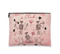 Bolsa de maquillaje de esqueleto antiSan Valentín, divertida y bonita bolsa de cosméticos para mujer, organizador portátil de lona con cremallera, regalo del día de San Valentín, Melocotón, 7x9 Inch