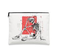 Bolsa de maquillaje de esqueleto de Navidad, divertida bolsa de cosméticos retro para mujer, organizador portátil de lona con cremallera, bolsa de aseo de viaje de invierno, Blanco, 7x9 Inch