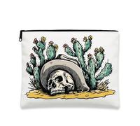 Bolsa de maquillaje de esqueleto, diseño de calavera y cactus, bolsas de viaje para mujeres, bolsa portátil de lona pequeña con cremallera, organizador de neceser para el cuidado de la piel de