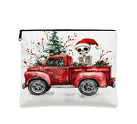 Bolsa de maquillaje de esqueleto festivo, bolsa de cosméticos de Navidad vintage para mujer, organizador portátil de lona con cremallera, bolsa de aseo para el cuidado de la piel de vacaciones, 7 x 9