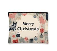 Bolsa de maquillaje de Feliz Navidad, bonita bolsa de cosméticos para mujer, organizador portátil de lona con cremallera, bolsa de aseo de Navidad para el cuidado de la piel, Varios colores, 7x9 Inch