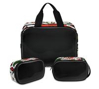 Bolsa de maquillaje de flores de cachemira para mujeres y hombres, bolsa de cosméticos translúcida con diseño de tribus, bolsa de ducha, 3 piezas, organizador de cosméticos de viaje, color, XL,