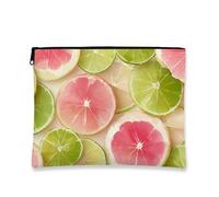 Bolsa de maquillaje de frutas cítricas, bolsa colorida con cremallera de lima y pomelo para mujer, organizador de cosméticos portátil de lona, organizador de cosméticos de viaje, regalo de vacaciones