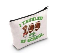 Bolsa de maquillaje de fútbol, regalo para amantes del fútbol I Tackled 100 días con cremallera, Tackled Reino Unido