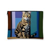 Bolsa de maquillaje de gato de Bengala, colorida bolsa de viaje artística para mujer, organizador portátil de lona con cremallera, regalo para amantes de los animales, bolsa de aseo para primavera