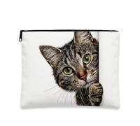 Bolsa de maquillaje de gato fantástico, adorable bolsa de viaje con estampado felino para mujeres, organizador portátil de lona con cremallera, bonito regalo para amantes de los gatos para festivales