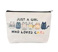 Bolsa de maquillaje de gatos con cremallera, bonita mujer joven con gatos, cosas para niñas, regalos para mujeres, bolsa de cosméticos con diseño de gatos, regalos para adolescentes, novia, hermana