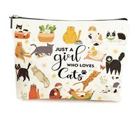 Bolsa de maquillaje de gatos para niñas y mujeres, bolsa de cosméticos portátil con cremallera, bolsa de aseo de viaje, bolsa de maquillaje para amantes de los gatos, regalos para mejores amigas