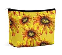 Bolsa de Maquillaje de Girasoles Amarillos, Bolsa de Maquillaje de Viaje romántica de Acuarela, Bolsa de Maquillaje de Cuero PU, Bolsa de cosméticos para Bolso, Bolsa de Aseo portátil, Bolsas de maq