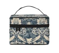 Bolsa de maquillaje de gran capacidad, bolsa de cosméticos de viaje, bolsa de maquillaje de flores tribus, neceser portátil con asa, organizador de maquillaje, Black, Talla única