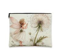 Bolsa de maquillaje de hadas, bolsa de viaje vintage de diente de león para mujer, bolsa portátil pequeña de lona con cremallera, regalo inspirado en la naturaleza, organizador de artículos de tocador