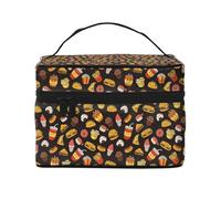 Bolsa de maquillaje de hamburguesas fritas, bonitas bolsas de cosméticos para mujer, bolsa de aseo personal, bolsa organizadora de maquillaje de viaje grande