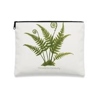 Bolsa de maquillaje de helecho, bolsa de viaje atemporal con hojas verdes botánicas para mujer, organizador portátil de lona con cremallera, regalo ecológico para el cuidado de la piel, Verde, 7x9