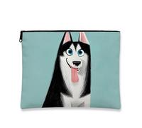 Bolsa de maquillaje de Husky siberiano, bonito diseño de perro de dibujos animados, bolsa de viaje para mujeres, portátil pequeña funda de lona con cremallera, organizador de artículos de tocador de