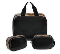 Bolsa de maquillaje de jirafas, cebras, animales, para mujeres y hombres, bolsa de cosméticos translúcida, bolsa de baño, bolsa de ducha, 3 piezas, organizador de cosméticos de viaje, color, XL,