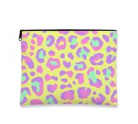 Bolsa de maquillaje de leopardo, bolsas de viaje con estampado de animales pastel para mujeres, bolsa de lona pequeña portátil con cremallera, regalo divertido para el cuidado de la piel, organizador