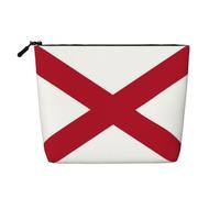 Bolsa de maquillaje de lino sintético con la bandera de Alabama, estuche de viaje ligero