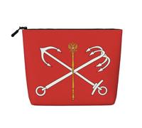 Bolsa de maquillaje de lino sintético con la bandera de San Petersburgo, estuche de viaje ligero