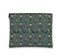 Bolsa de maquillaje de linterna vintage, bolsa de cosméticos decorativa de invierno para mujer, organizador portátil de lona con cremallera, bolsa de aseo para festivales, Azul, 7x9 Inch, Farol