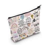 Bolsa de maquillaje de lona inspirada en la cita del psicólogo escolar, Psicólogo Pattern Bag Eu, Bolsa de cosméticos con impresión