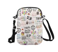 Bolsa de maquillaje de lona inspirada en la terapia del habla y el lenguaje, Slp Cr Eu, Bolsa de cosméticos con impresión