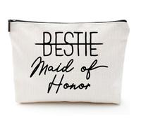 Bolsa de maquillaje de lona, regalos de propuesta de dama de honor, divertidos regalos de boda para damas de honor, accesorios de fiesta nupcial, idea de regalo para novia tribu, Bestie Maid of Honor